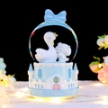 Luminous snow globe music box with white swan and Cinnamoroll in light blue castle - Large Snow + Light + Music / 9052 Dreamy Blue Swan