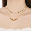 Collana a Y a doppio strato in acciaio inossidabile dorato con perline e catena snake - Stile Perline a Catena di Serpente a Doppio Strato (KN297757-YWQY)