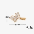 Detail of rhinestone butterfly hair clip with dimensions 4.1cm and 5.5cm and 9.2g weight - Single Butterfly