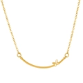 Minimalist gold titanium steel necklace featuring a curved bar and a small butterfly pendant - Arc Butterfly (Smile Style) Gold Color