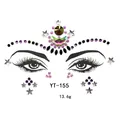 Detailed view of YT-155 face gem stickers with purple rhinestones and star accents - Purple and Black Radiant Star Style (YT-155)