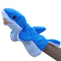 Marionnette à main requin en peluche bleu et blanc pour jeux de rôle et histoires - Requin