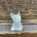 3cm clear crystal French Bulldog figurine sitting on a rustic wooden background - White Crystal