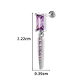 Orecchino geometrico argento con zircone viola e gemma rosa, lunghezza 2,22 cm - Viola argento