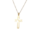 Goldene Edelstahl Halskette mit Kreuzanhänger und ausgehöhltem JESUS Schriftzug - Stil 1 / Gold