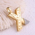 Gold letter X pendant with hammered texture and zircon inlay on coral background - Pendant Only / Letter: X