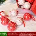 Set di 14 palline di Natale dipinte in rosso e bianco, decorazioni per l'albero da 7,2 cm - Stile A03 (Scatola da 14)/Motivo ad Albero Rosso Bianco