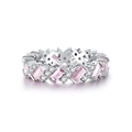 Bague en argent sterling S925 avec diamant rose à coupe émeraude et haute teneur en carbone - US 5 / Rose (CBJZ278)