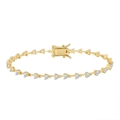 Elegant gold-plated S925 sterling silver bracelet featuring heart-cut cubic zirconia - 3mm Heart Shape 14k Gold 16.5cm Approx. 5.7g
