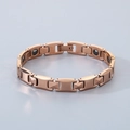 Pulsera minimalista de tungsteno oro rosa con inserciones magnéticas negras - 10mm de ancho / 21cm de largo / Oro rosa