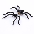 Detailed close-up of a black spider shaped stud earring with smooth metallic finish - 0123-Black Spider
