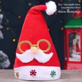 Funny Santa Claus velvet hat with golden glasses and sequins, 34cm height for Christmas - Kids Gold Glasses