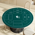 Non-slip green rubber round poker mat with positions for four players and grid base - Diameter 60cm / Dark Green - Round / 3.5mm Thickened Silent Rubber Base