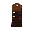 Portable dark brown leather jewelry pouch with gold metal snap button closure - Brown