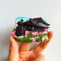 3D Kyoto Japan souvenir fridge magnet with Kiyomizu temple and pink cherry blossoms - (12) Kyoto Japan