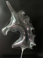 Detail of LED luminous unicorn balloon with iridescent PVC material and light string - Unicorn Shape / Clear