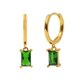 Elegant gold drop earrings with S925 silver needles and rectangular emerald green stones - Rectangle Green Rhinestone Style (5)