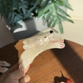 Pince à cheveux lapin en acétate blanc avec contours rouges dans un cadre extérieur ensoleillé - Lapin Bondissant