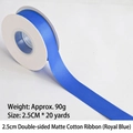 Royal blue double-sided matte cotton ribbon, 2.5cm wide for gift wrapping and DIY crafts - Double-sided Matte Cotton / 2.5cm Wide * 20 Yards / Royal Blue
