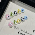 Cute cartoon alien press-on nails for kids in pink, green, yellow, and blue colors - Extra Small (XS) / C81-Kids Nails