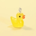 Miniature yellow resin duck pendant with silver metal loop for DIY keychain jewelry - Luminous Yellow (Silver Pin)