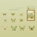 Set de pegatinas de mariposa verde PET con acabado láser dorado para scrapbooking DIY - Mariposa Verde Streamer