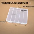 Clear PP plastic storage box with 5 vertical compartments for beads and jewelry parts - Vertical 5-Grid HY-1/15x12.5x2.1cm