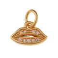Glinsterende gouden lippen hanger met heldere edelstenen voor DIY sieraden maken - Lip