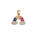 Rainbow charm with colorful stones and white crystal clouds in a gold finish - Rainbow Pendant Style (BJF101) / 1 Piece/Pack (15x12mm) / Gold