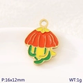 Enamel orange flower pendant in stainless steel with gold metal outline for DIY jewelry - Orange Yellow Green Flower (KLJ10752-ZLA)