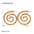 Orecchini a spirale minimalisti in acciaio inossidabile placcato oro 18k da 3,5 cm - Orecchini a spirale dorata aerodinamica (JDEW2307041)
