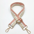 Adjustable pink and beige jacquard woven shoulder strap with gold metal hardware - Light Pink