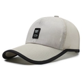 Berretto da baseball in rete da uomo beige con bordo nero e visiera lunga esterna - Regolabile / Beige