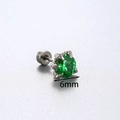 Orecchino a perno artiglio di drago in acciaio titanio con zircone verde 6mm - Barra in Acciaio Chirurgico con Filettatura Interna (6mm di Lunghezza) / Verde (6mm/Pezzo singolo)