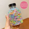 Set di 800 elastici per capelli dai colori primaverili rosa blu e giallo vibrante - Barattolo / 10# Colori Primaverili Piccolo Ispessito (800 Pezzi)