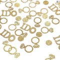 Coriandoli dorati glitter I DO con forme di anello di diamante per decorazione di nozze - Coriandoli Misti IDO + Anello e Punto Oro / 100 Pezzi/Confezione