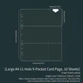 A4 clear 9-pocket trading card sleeve with 11 holes and detailed dimension chart - Large A4 11 Holes 9-Pocket Pages 10 Sheets 47#