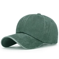 Vintage washed cotton baseball cap in faded grey-green with a distressed worn finish - Adjustable / Grass Green