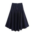 Detalle de falda midi vaquera azul oscuro de cintura alta con cremallera invisible - XS / Falda Azul Oscuro