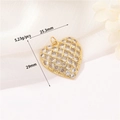 Golden heart grid pendant with micro-pave zircons, dimensions 25.3mm by 29mm - Hollow Grid Heart (H-11644)