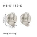Detailed specs of silver sphere earrings with textured surface 1.5cm 8.9g - 18K Gold / Silver Spherical Textured Style (NB-E1159-S)