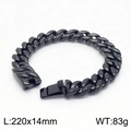 Bracciale cubano nero lucido da 14mm in acciaio inossidabile per uomo, 220mm - 220mmx14mm / Nero