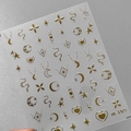 3D metallic gold nail art stickers with moon and snake patterns, model M-165 - M-165 Gold Stamping