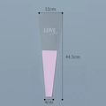 Pink waterproof flower wrapping bag for single rose with transparent LOVE pattern - LOVE Style Single-Stem Bag (Pink)