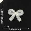 White embroidered lace bow patch measuring 4.3x5.3cm for DIY hair accessories - White Hollow Ribbon Bow
