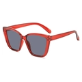 Cat-eye oversized sunglasses with transparent red frames and dark grey lenses - Red Frame Grey Lens