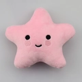 Plush star-shaped dog squeaky toy with embroidered cute face in soft pink fabric - Pink Star