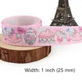 Pink kawaii cartoon love pattern 1 inch 25mm grosgrain ribbon for DIY hair bows - Pink Cloud Dessert Machine Pattern (16)