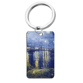 Square stainless steel keychain featuring Van Gogh Starry Night Over the Rhone oil painting - Starry Night Over the Rhone (YH-8) / 5x2.8