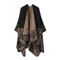 Etnische sjaal in zwart en bruin met paisley-motieven en pauwenprint design - Paisley rand zwartbruin